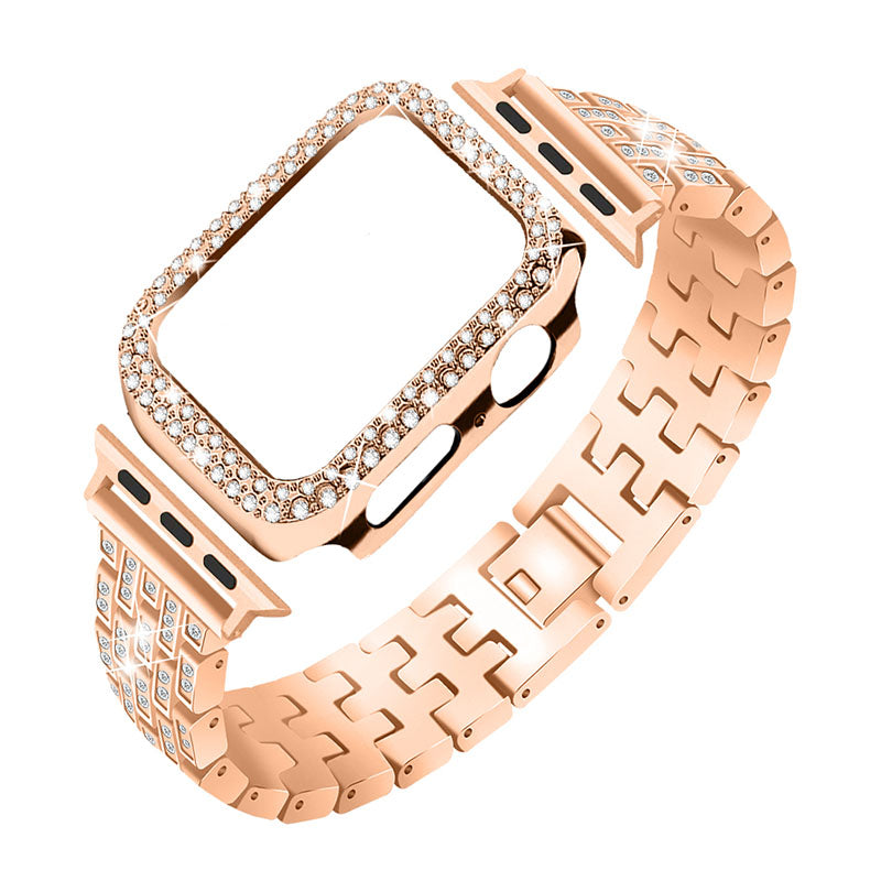 Five Beads Rhinestone Metal Watch Band Anti-fall Protective Cover Case for Apple Watch SE 40mm Series 6 5 4 40mm Five Beads Rhinestone Metal Watch Band Anti-fall Protective Cover Case for Apple Watch SE 40mm Series 6 5 4 40mm